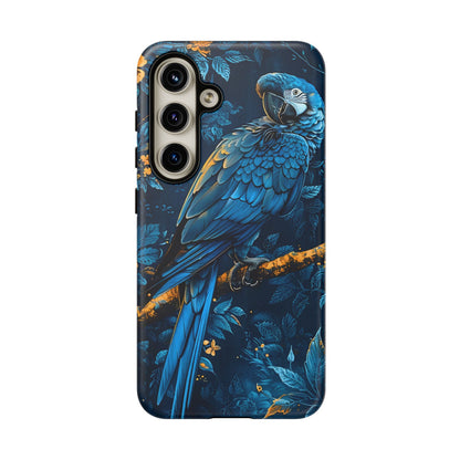 Tough Cases - Vibrant Blue Parrot Phone Case, Tropical Bird Phone Cover, Nature Lover Gift, Eco-Friendly Accessories, Unique Wildlife Decor