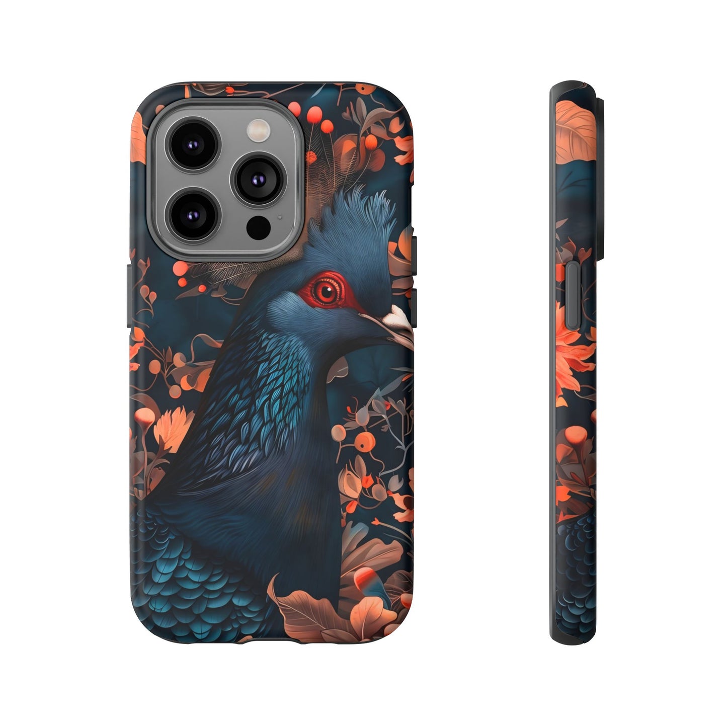 Vibrant Phone Case with Floral Peacock Design - Tough Cases, Artistic Phone Cover, Unique Gift for Nature Lovers, Stand Out Tech Accessory