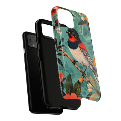 Tough Cases - Floral Bird Phone Case, Colorful Phone Cover, Nature Lover's Gift, Stylish Phone Accessory, Unique Gift Idea