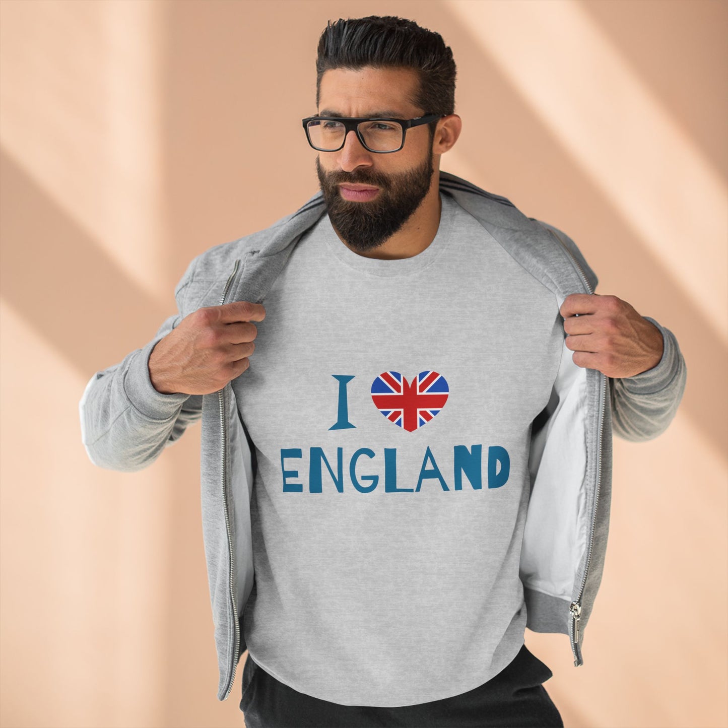 Unisex Crewneck Sweatshirt - I Love England - Union Jack Heart Design