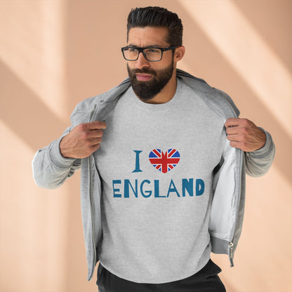 Unisex Crewneck Sweatshirt - I Love England - Union Jack Heart Design