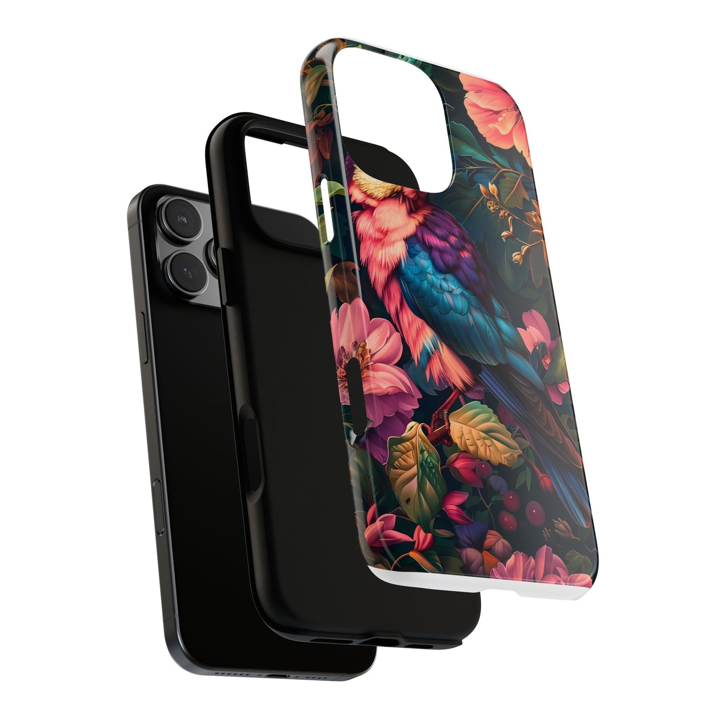 Tough Cases: Vibrant Tropical Bird Phone Case, Floral Smartphone Cover, Nature Lover Gift, Boho Phone Accessory, Cute Bird Case
