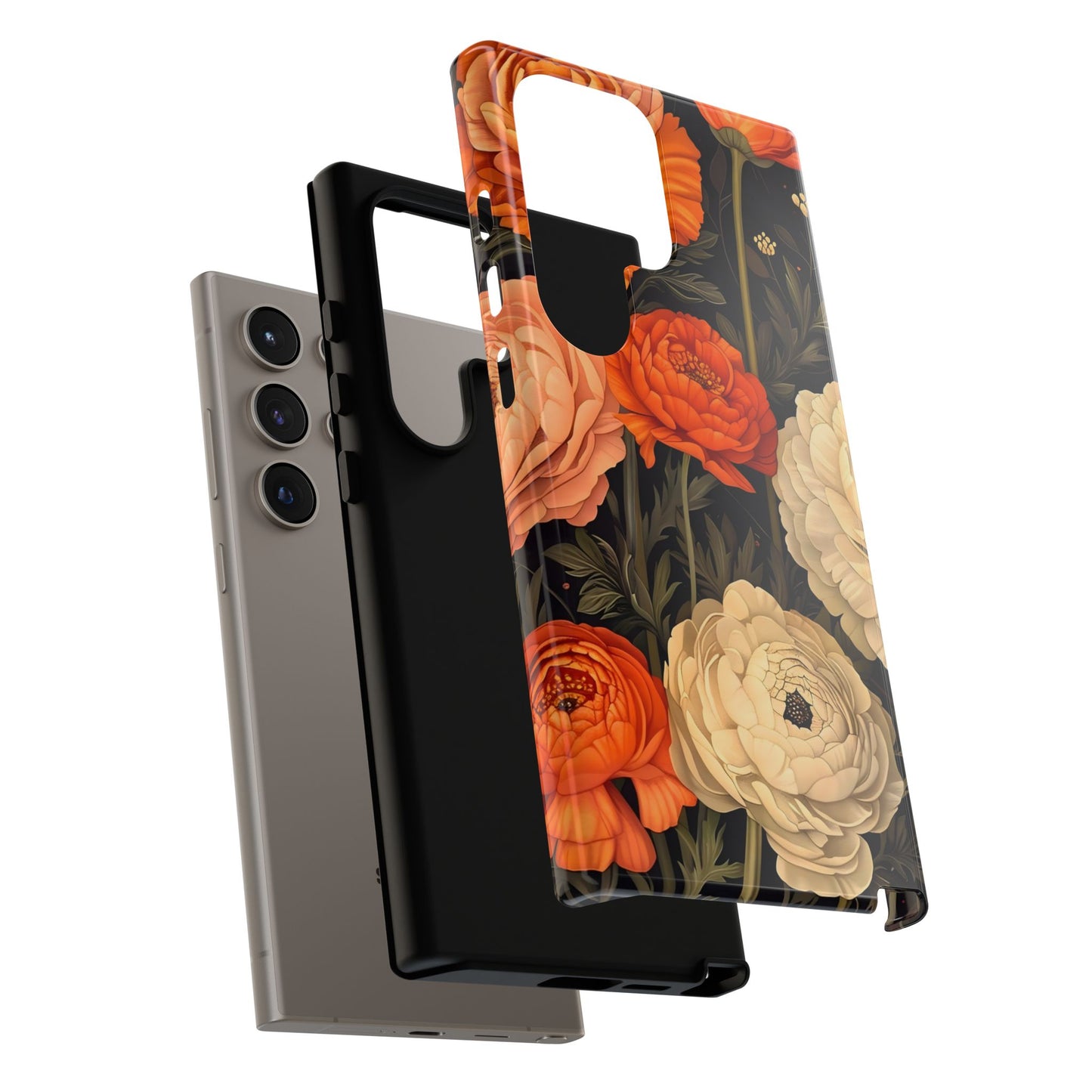 Floral Phone Case with Tough Protection, Blooming Ranunculus Design, Durable Cover, Gift for Flower Lovers, Eco-Friendly Phone Accessory