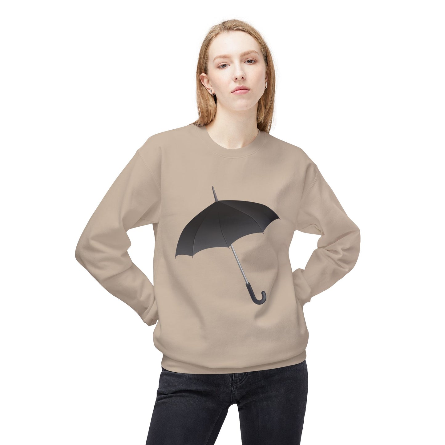 Unisex Midweight Softstyle Fleece Crewneck Sweatshirt - Regal Royal Umbrella - Elegant and Majestic Design