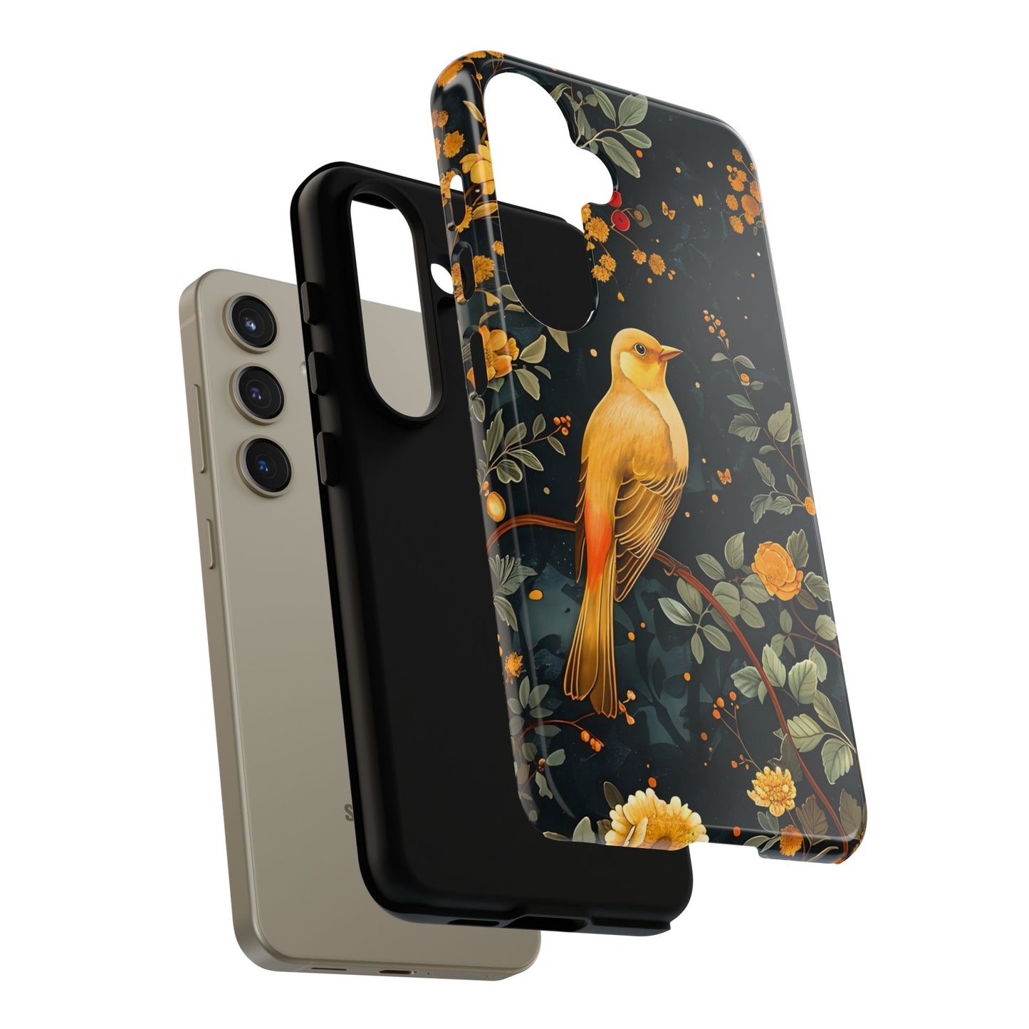 Floral Phone Case, Tough Cases with Bird Design, Nature Lover Gift, Stylish Protection, Birthday Present, Floral Phone Cover