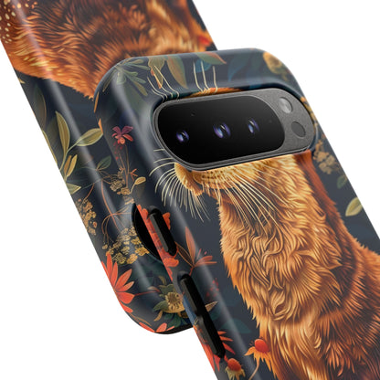 Otter Phone Case, Floral Otter Design, Tough Phone Cover, Nature Lover Gift, Cute Animal Accessories