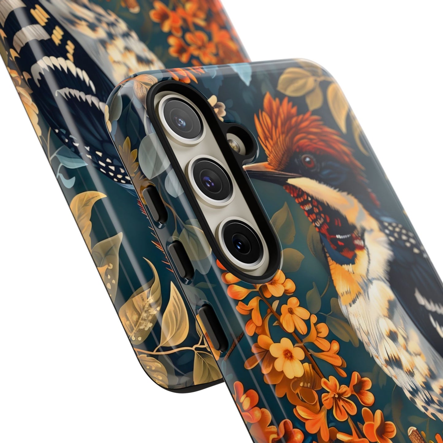 Tough Cases: Floral Bird Phone Case, Vintage Style Cover, Nature Lover Gift, Botanical Design, Spring Inspire Fashion