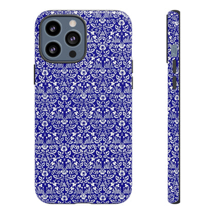 Elegant Floral Phone Case - Tough Cases, Blue Floral Design, Stylish Phone Accessory, Unique Gift, Modern Tech Protection