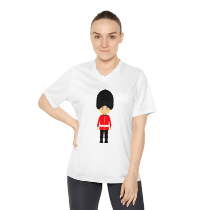 Women's Performance V-Neck T-Shirt with Guard Design - Red Jacket - Cornwall's Army Museum