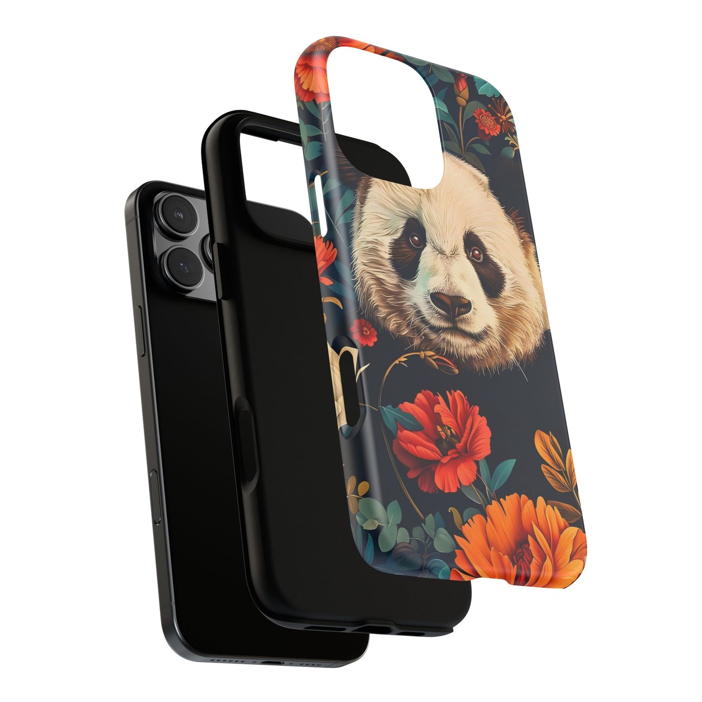 Panda Floral Phone Case, Tough Cases, Cute Animal Case, Floral Design, Gifts for Animal Lovers, Phone Accessories