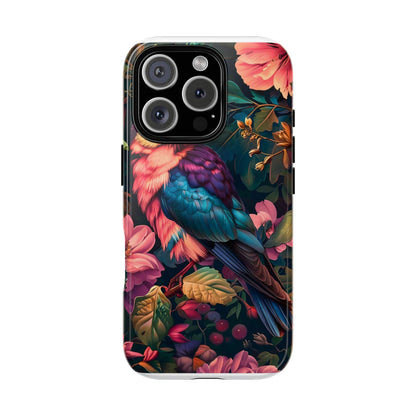 Tough Cases: Vibrant Tropical Bird Phone Case, Floral Smartphone Cover, Nature Lover Gift, Boho Phone Accessory, Cute Bird Case