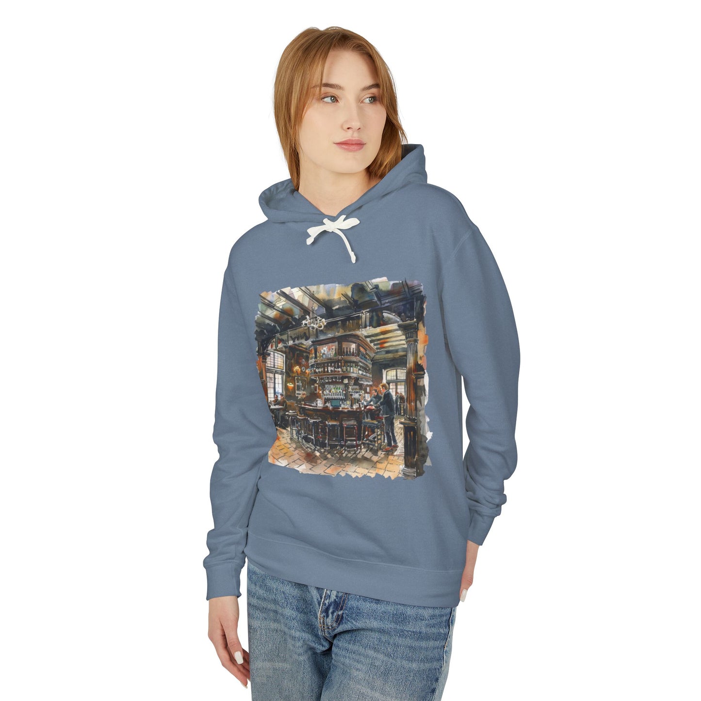 Unisex Lightweight Hooded Sweatshirt - Where Friends Gather - The Cozy British Pub