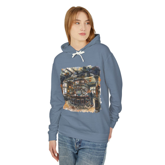 Unisex Lightweight Hooded Sweatshirt - Where Friends Gather - The Cozy British Pub