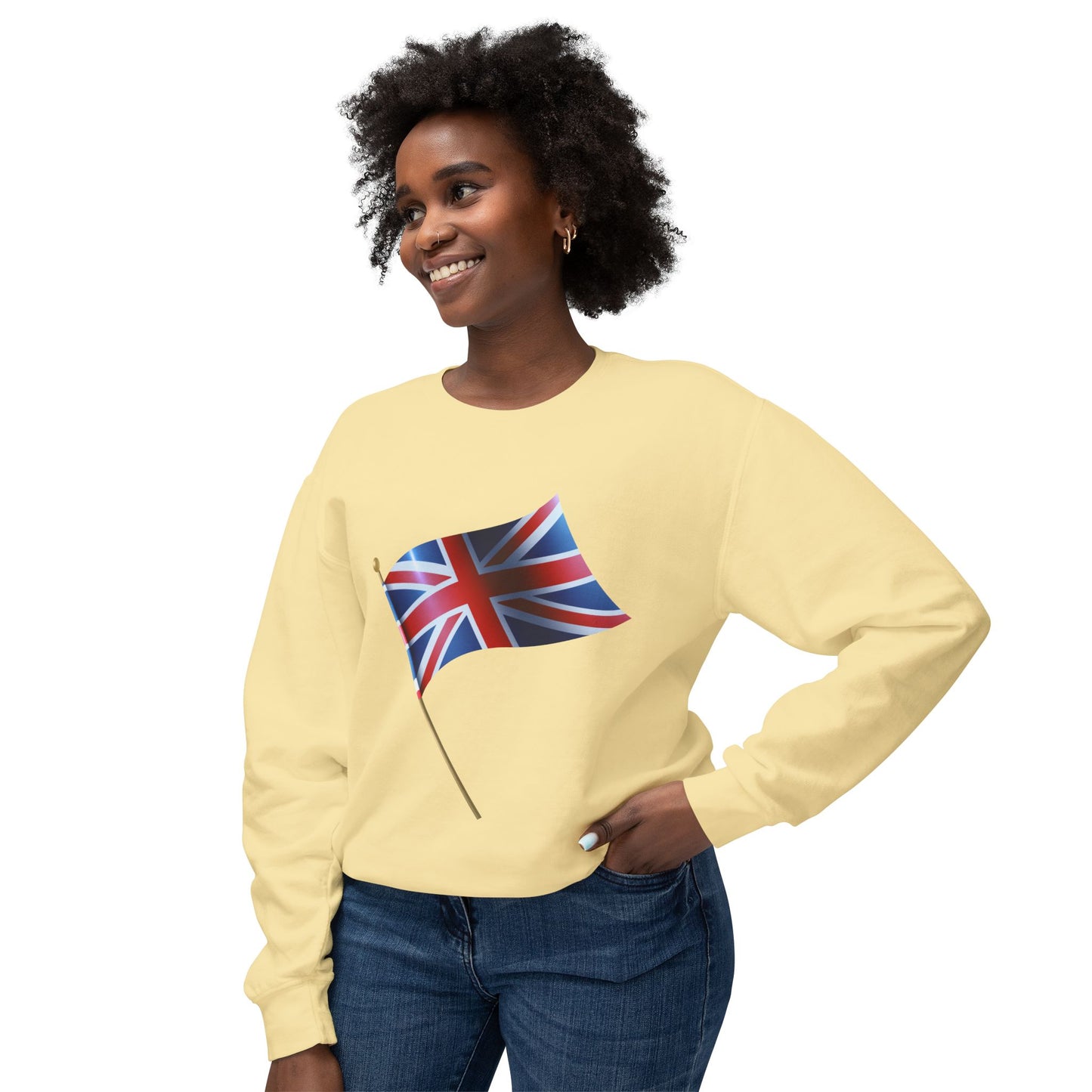 Unisex Lightweight Crewneck Sweatshirt - Classic UK Flag Design - Union Jack Symbol