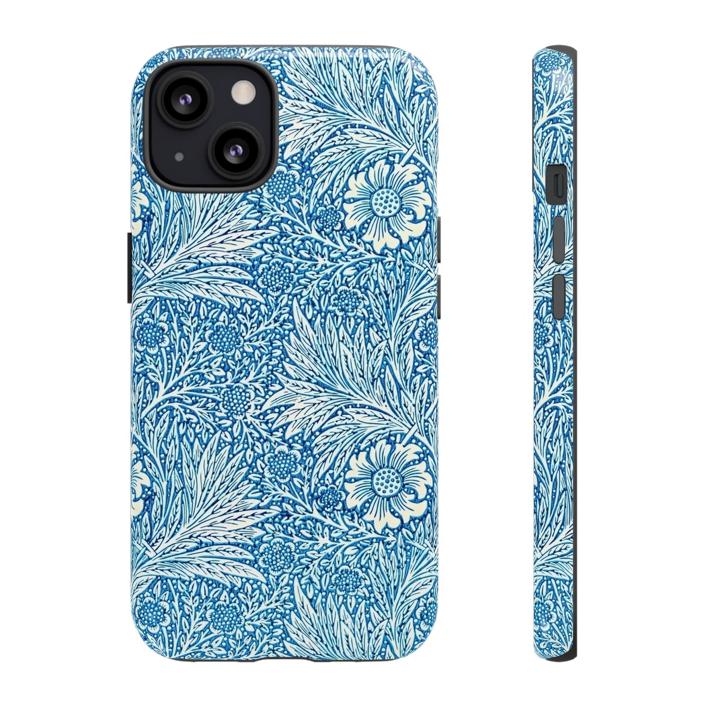 Stylish Phone Case, Tough Floral Phone Cover, Fashionable Tech Accessory, Gift for Her, Blue Flower Design