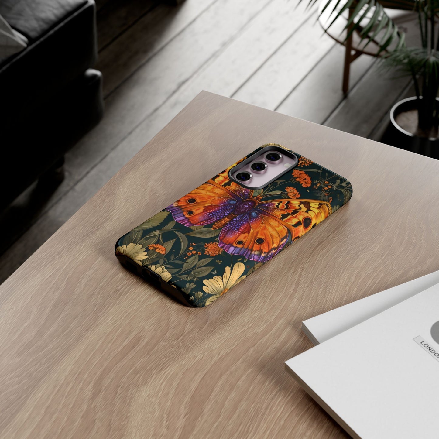 Butterfly Phone Case, Tough Cases for Nature Lovers, Vibrant Floral Design, Gift for Her, Cute Phone Accessories, Butterfly Artwork