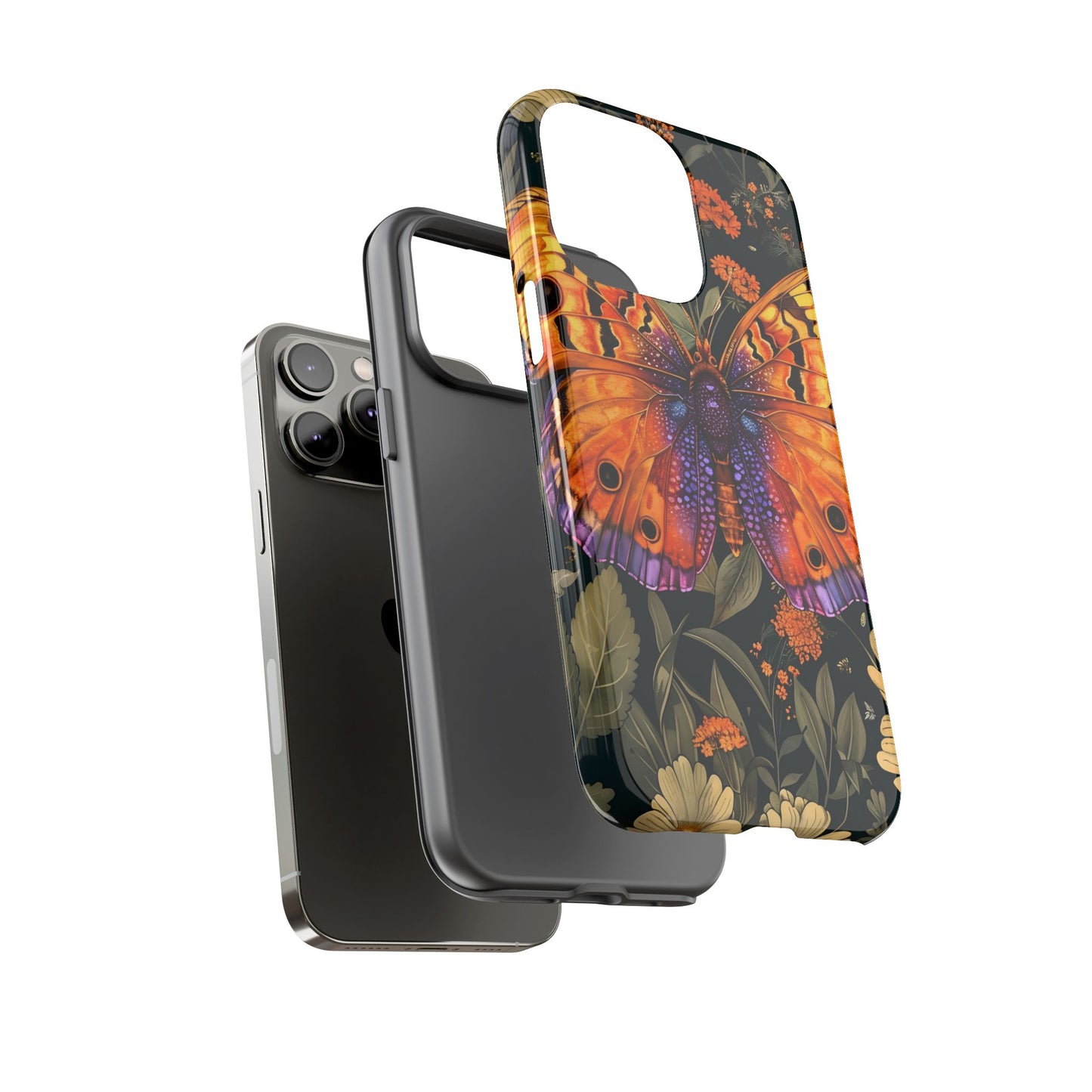 Butterfly Phone Case, Tough Cases for Nature Lovers, Vibrant Floral Design, Gift for Her, Cute Phone Accessories, Butterfly Artwork