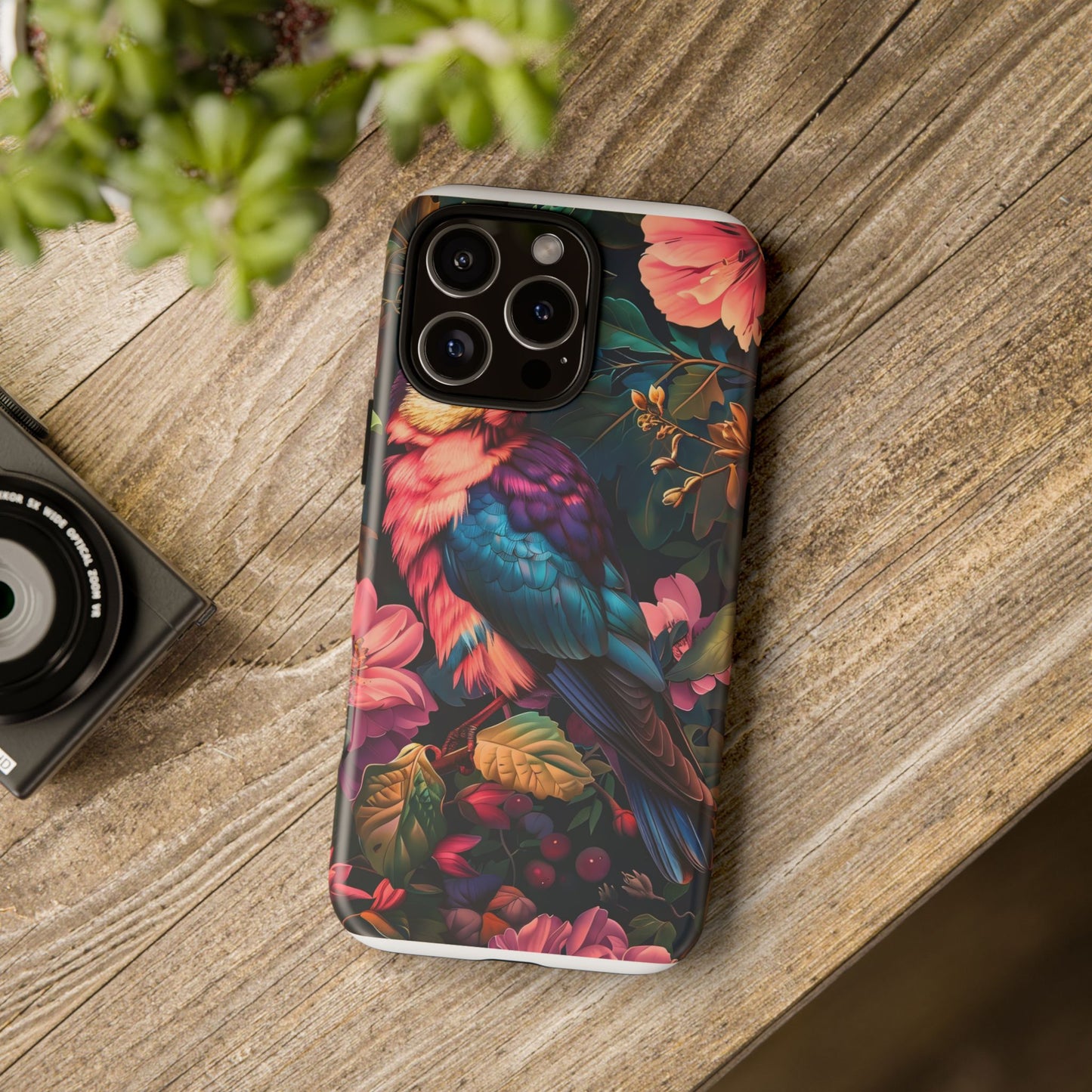 Tough Cases: Vibrant Tropical Bird Phone Case, Floral Smartphone Cover, Nature Lover Gift, Boho Phone Accessory, Cute Bird Case