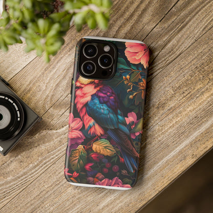 Tough Cases: Vibrant Tropical Bird Phone Case, Floral Smartphone Cover, Nature Lover Gift, Boho Phone Accessory, Cute Bird Case