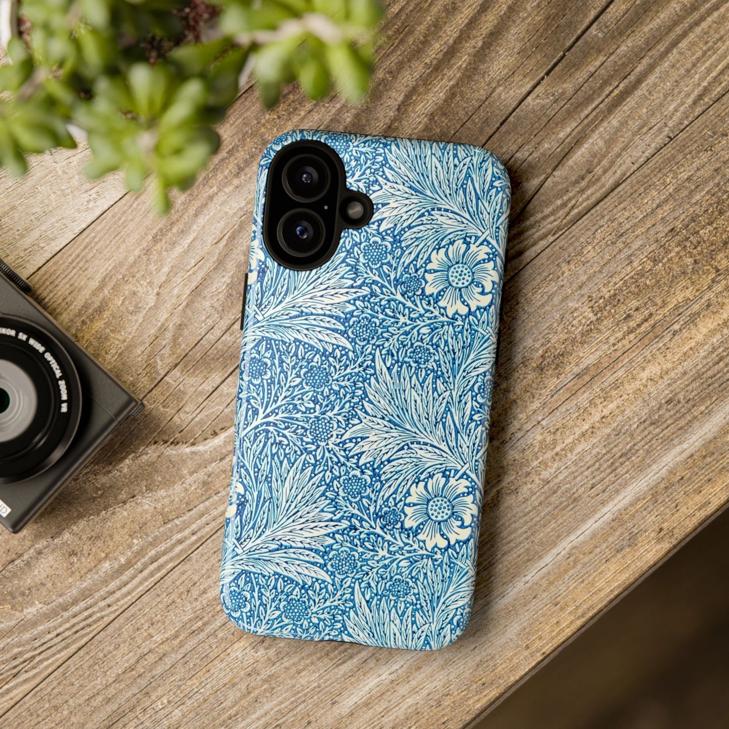Stylish Phone Case, Tough Floral Phone Cover, Fashionable Tech Accessory, Gift for Her, Blue Flower Design