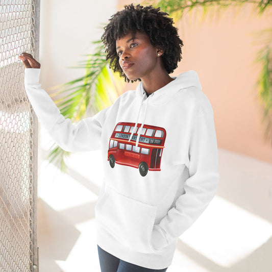 Three-Panel Fleece Hoodie - London’s Red Icon - The Classic Double-Decker Bus