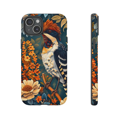 Tough Cases: Floral Bird Phone Case, Vintage Style Cover, Nature Lover Gift, Botanical Design, Spring Inspire Fashion