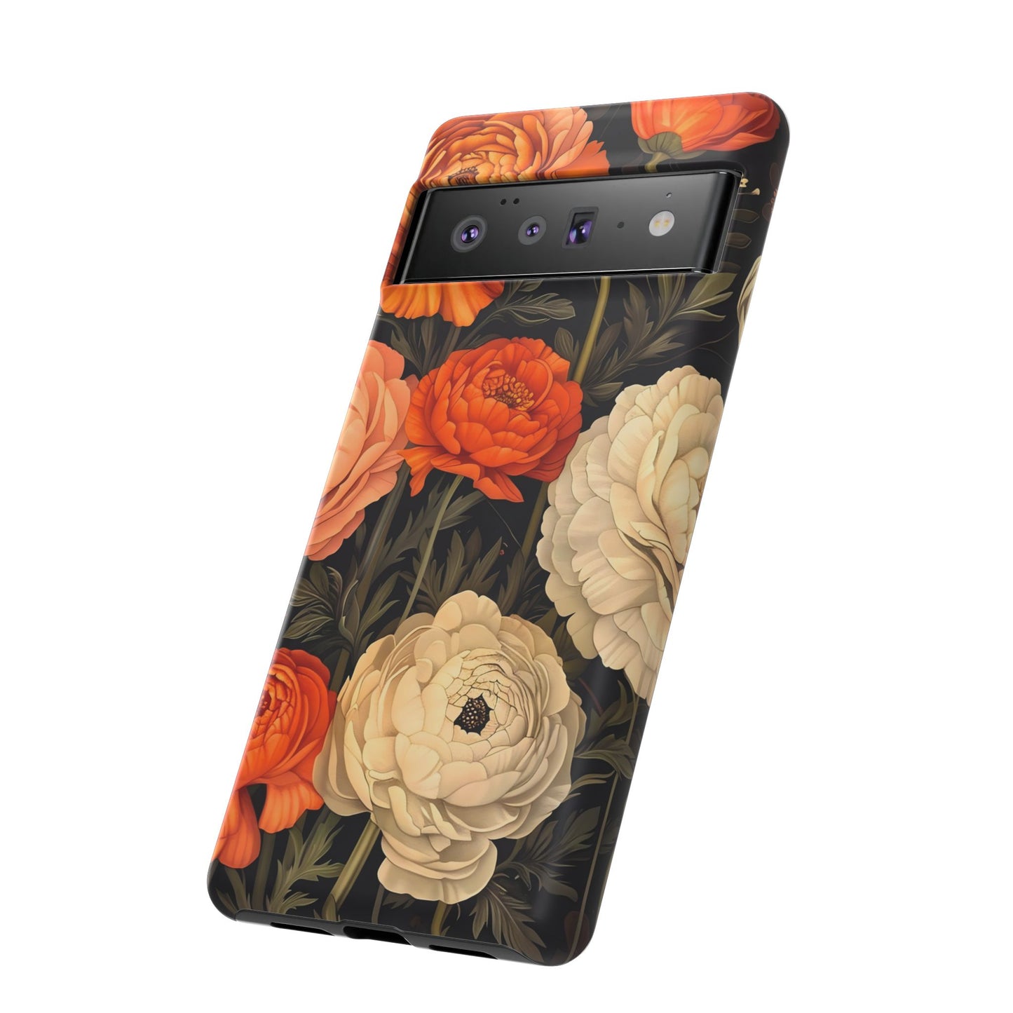 Floral Phone Case with Tough Protection, Blooming Ranunculus Design, Durable Cover, Gift for Flower Lovers, Eco-Friendly Phone Accessory