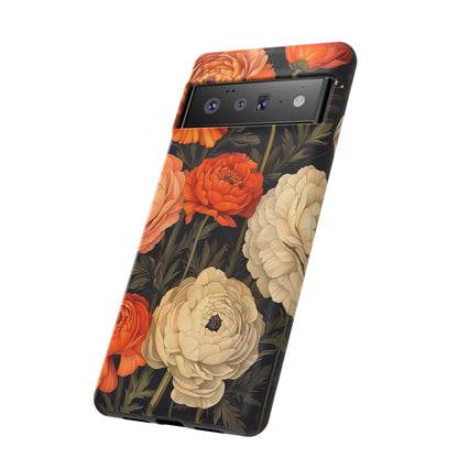 Floral Phone Case with Tough Protection, Blooming Ranunculus Design, Durable Cover, Gift for Flower Lovers, Eco-Friendly Phone Accessory