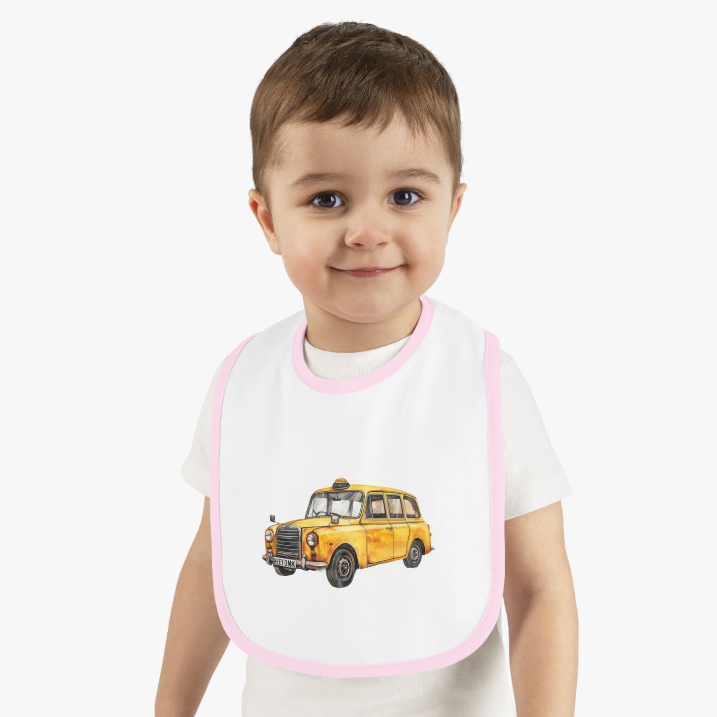 Vintage Taxi Baby Contrast Trim Jersey Bib
