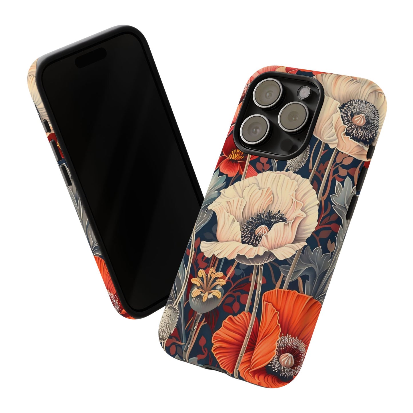 Floral iPhone Case, Tough Phone Cover, Artistic Protection, Flower Design, Unique Gift for Her, Phone Accessory, Trendy Tech