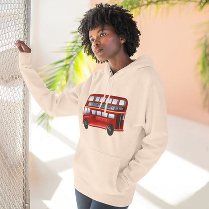 Three-Panel Fleece Hoodie - London’s Red Icon - The Classic Double-Decker Bus