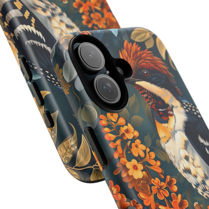 Tough Cases: Floral Bird Phone Case, Vintage Style Cover, Nature Lover Gift, Botanical Design, Spring Inspire Fashion