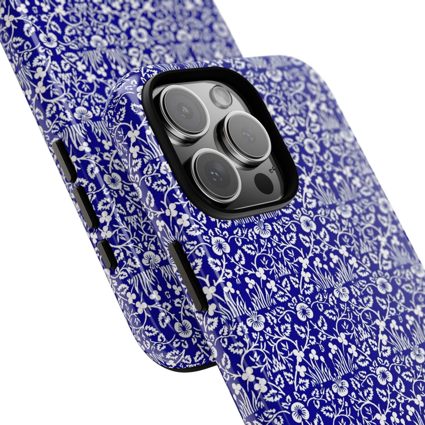 Elegant Floral Phone Case - Tough Cases, Blue Floral Design, Stylish Phone Accessory, Unique Gift, Modern Tech Protection