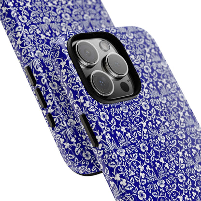 Elegant Floral Phone Case - Tough Cases, Blue Floral Design, Stylish Phone Accessory, Unique Gift, Modern Tech Protection