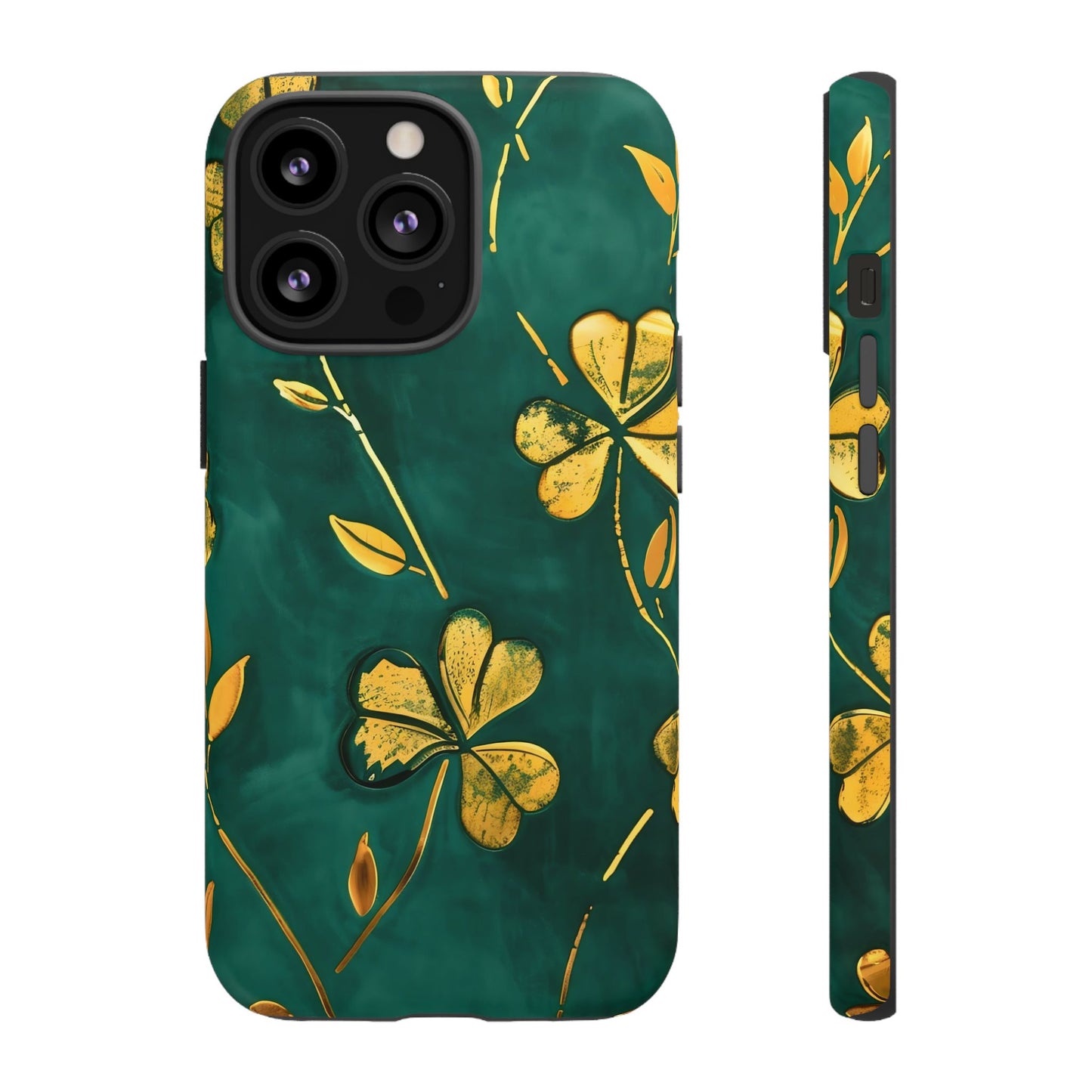 Floral Phone Case with Gold Accents, Tough Phone Cover, Stylish Phone Protector, Unique Gift for Her, Nature Lover Accessory