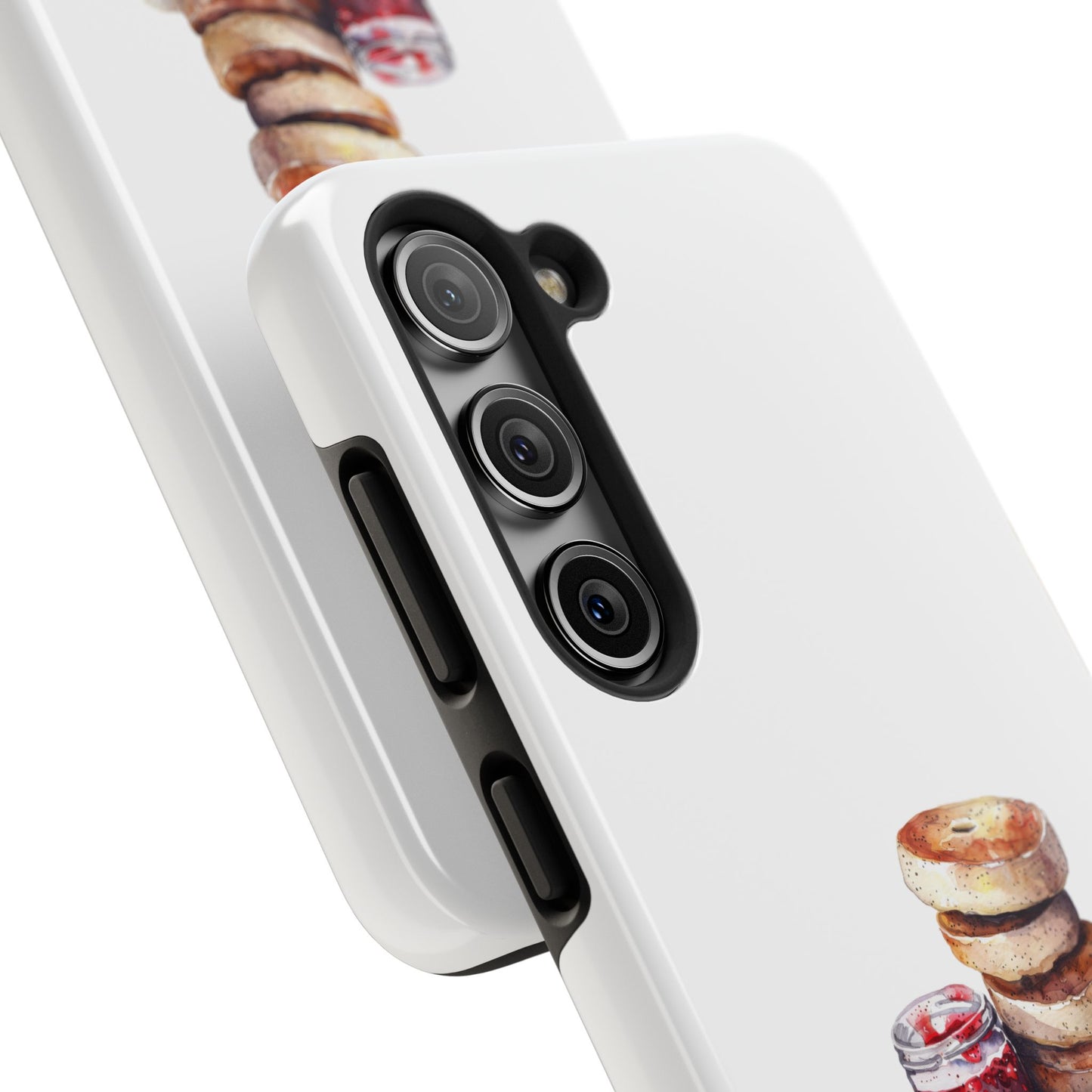 Artistic Bagel & Jam Phone Case - Tough, Durable Design for Food Lovers