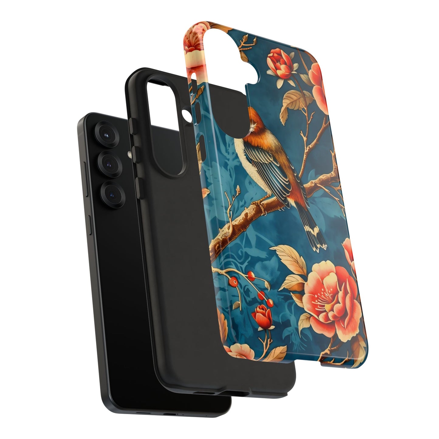 Bird & Floral Phone Case, Tough Cases for Nature Lovers, Gift for Her, Customizable Design, Vibrant Tech Accessories