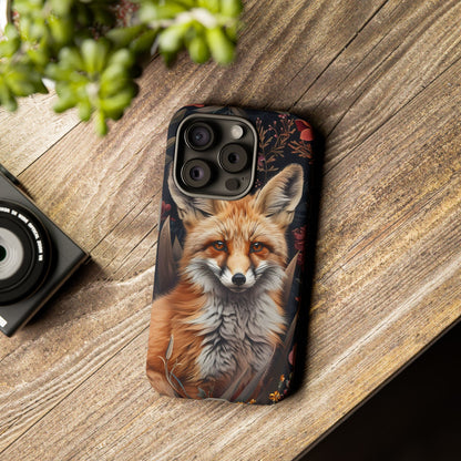 Fox Floral Phone Case, Tough Cases for Animal Lovers, Nature Themed Gift, Cute Phone Cover, Wild Fox Protector