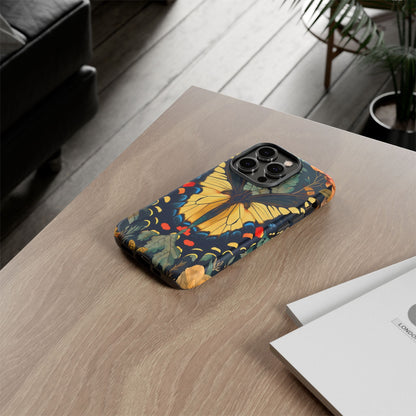 Butterfly Floral Phone Case, Art-inspire Tough Case, Gift for Nature Lovers, Butterfly Pattern Cover, Eco-Friendly Mobile Accessory