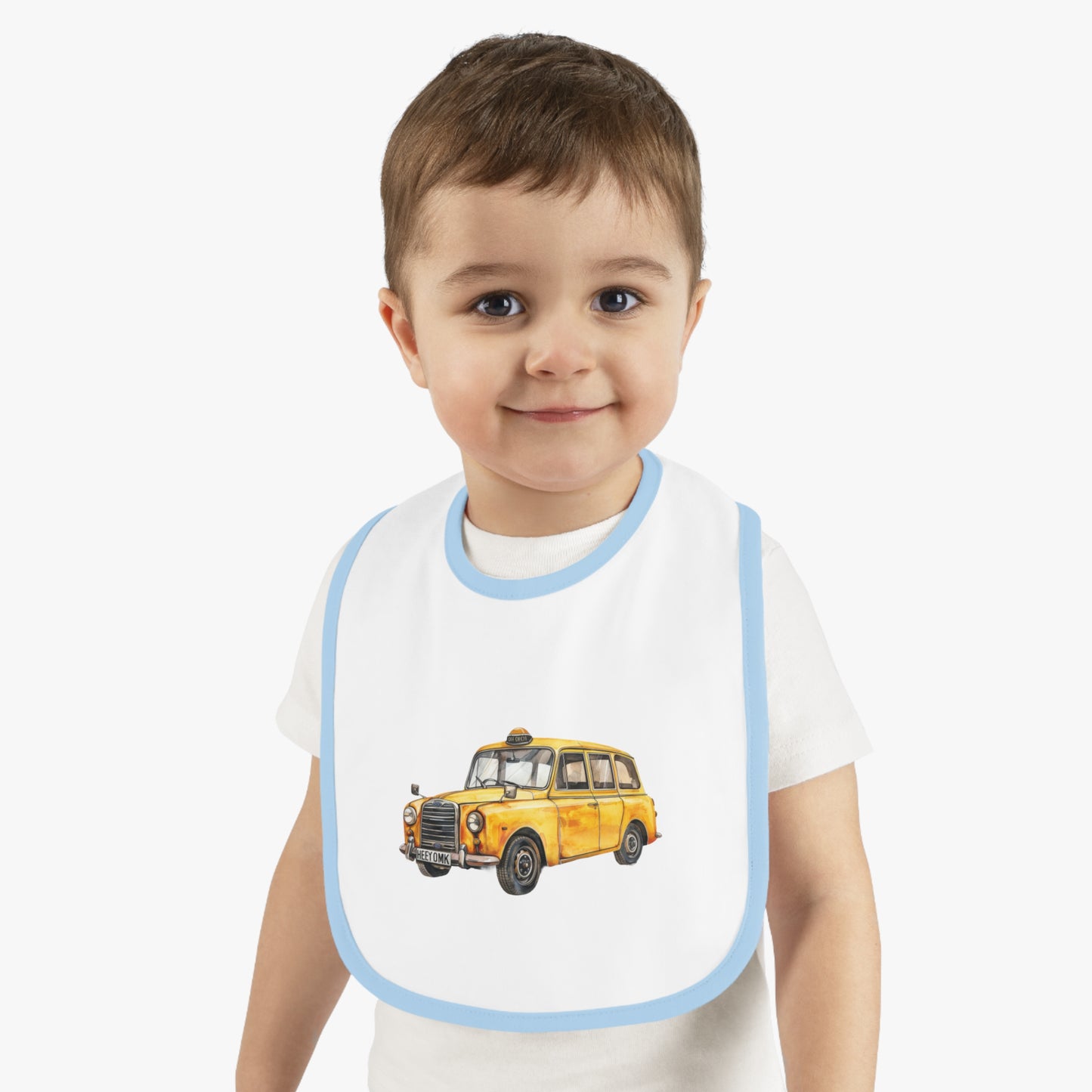 Vintage Taxi Baby Contrast Trim Jersey Bib