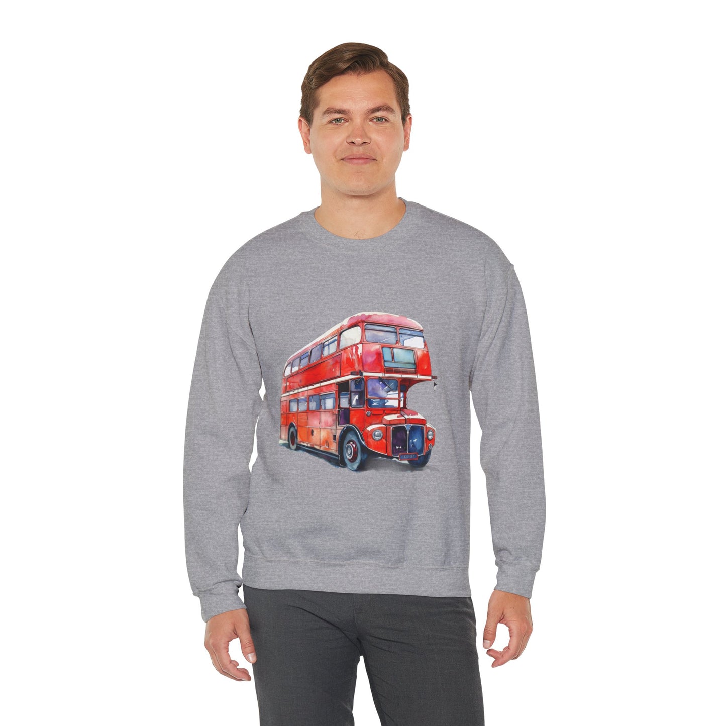 Unisex Heavy Blend™ Crewneck Sweatshirt Trendy - London Transport Red Double-Decker Bus