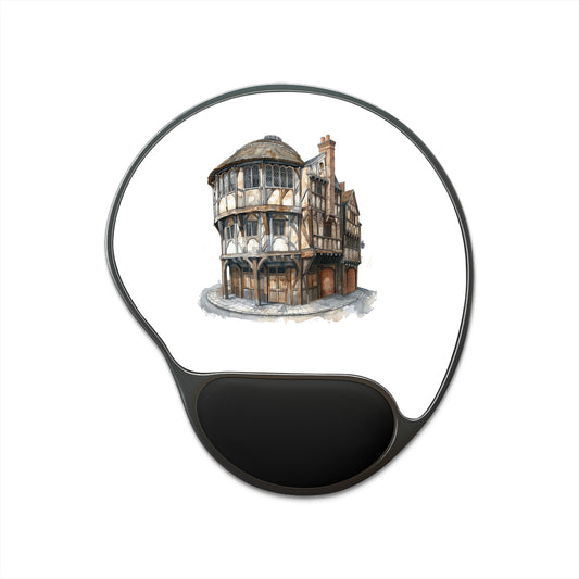 Cute Historic Building Mouse Pad with Wrist Rest, Office Decor, Gamer Gift, Ergonomic Mousepad, Desk Accessory, Home Office Essentials