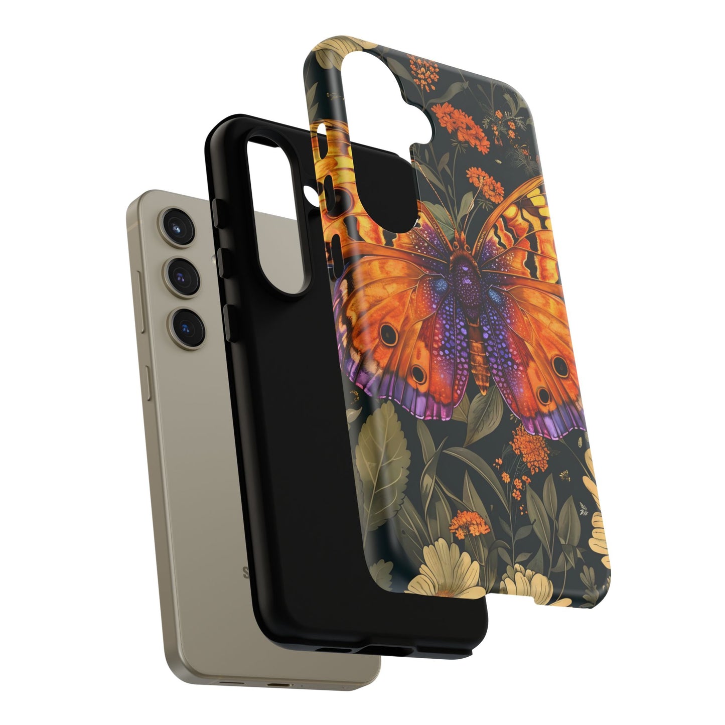 Butterfly Phone Case, Tough Cases for Nature Lovers, Vibrant Floral Design, Gift for Her, Cute Phone Accessories, Butterfly Artwork