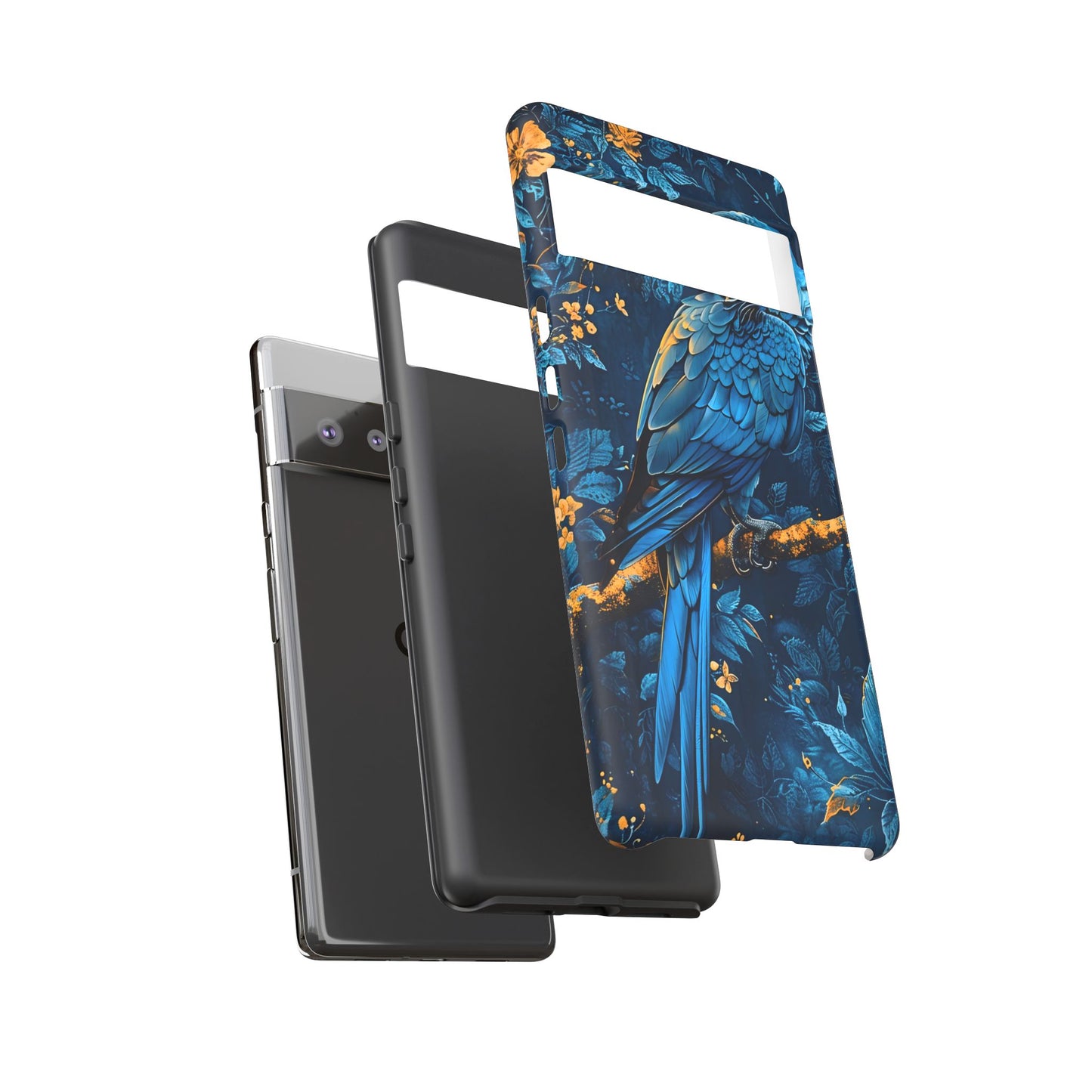 Tough Cases - Vibrant Blue Parrot Phone Case, Tropical Bird Phone Cover, Nature Lover Gift, Eco-Friendly Accessories, Unique Wildlife Decor