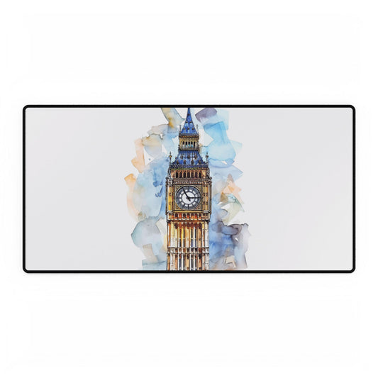 Elegant Watercolor Big Ben Desk Mat, Home Office Decor, Desk Accessories, Desk Protector, Work from Home Gift