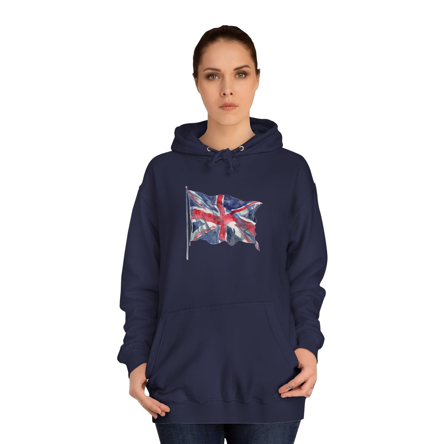 Unisex College Hoodie - Bold & Brave: The British Flag Design