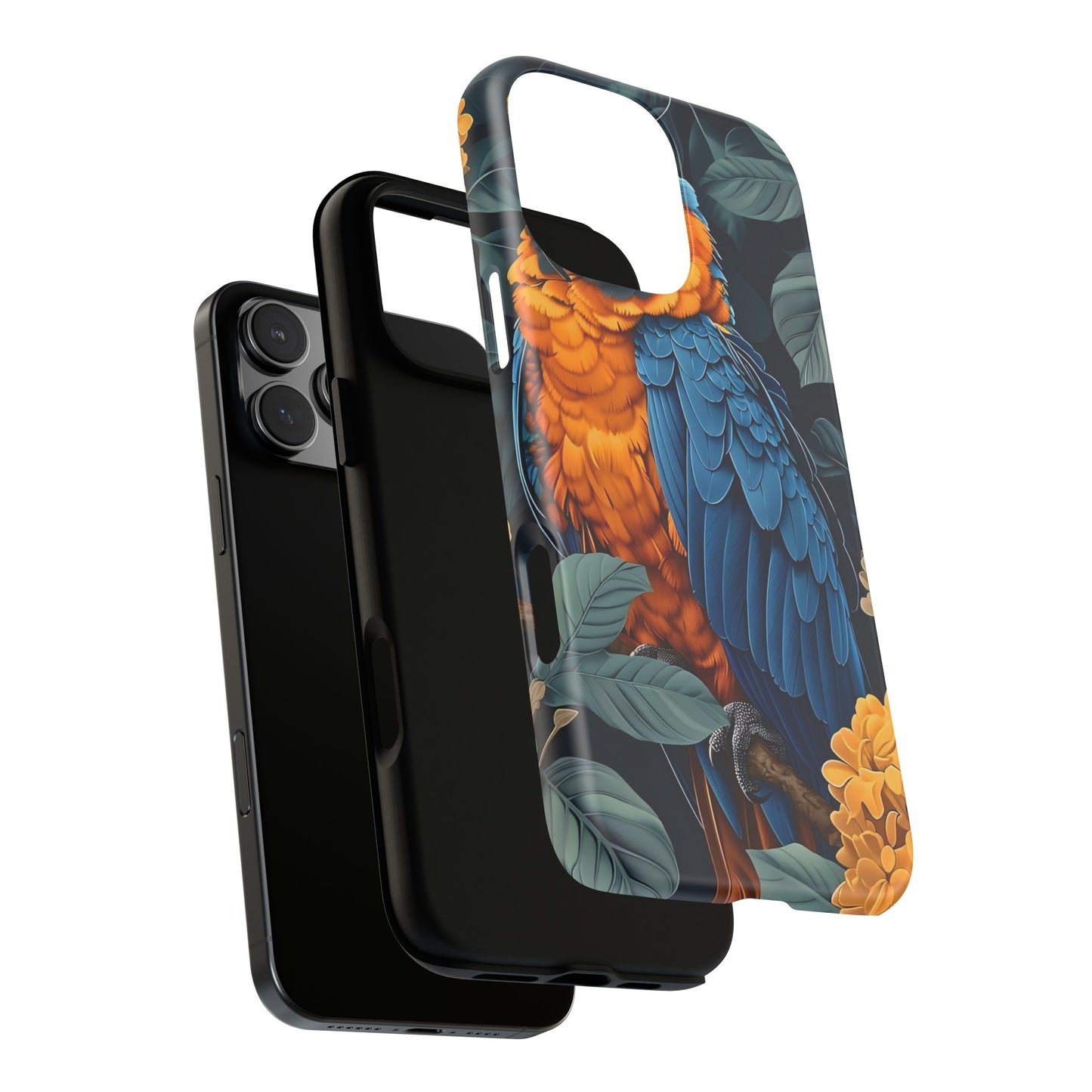 Tropical Parrot Phone Case - Tough Cases, Colorful Phone Cover, Nature Lover Gift, Floral Design, Bird Lover Accessory