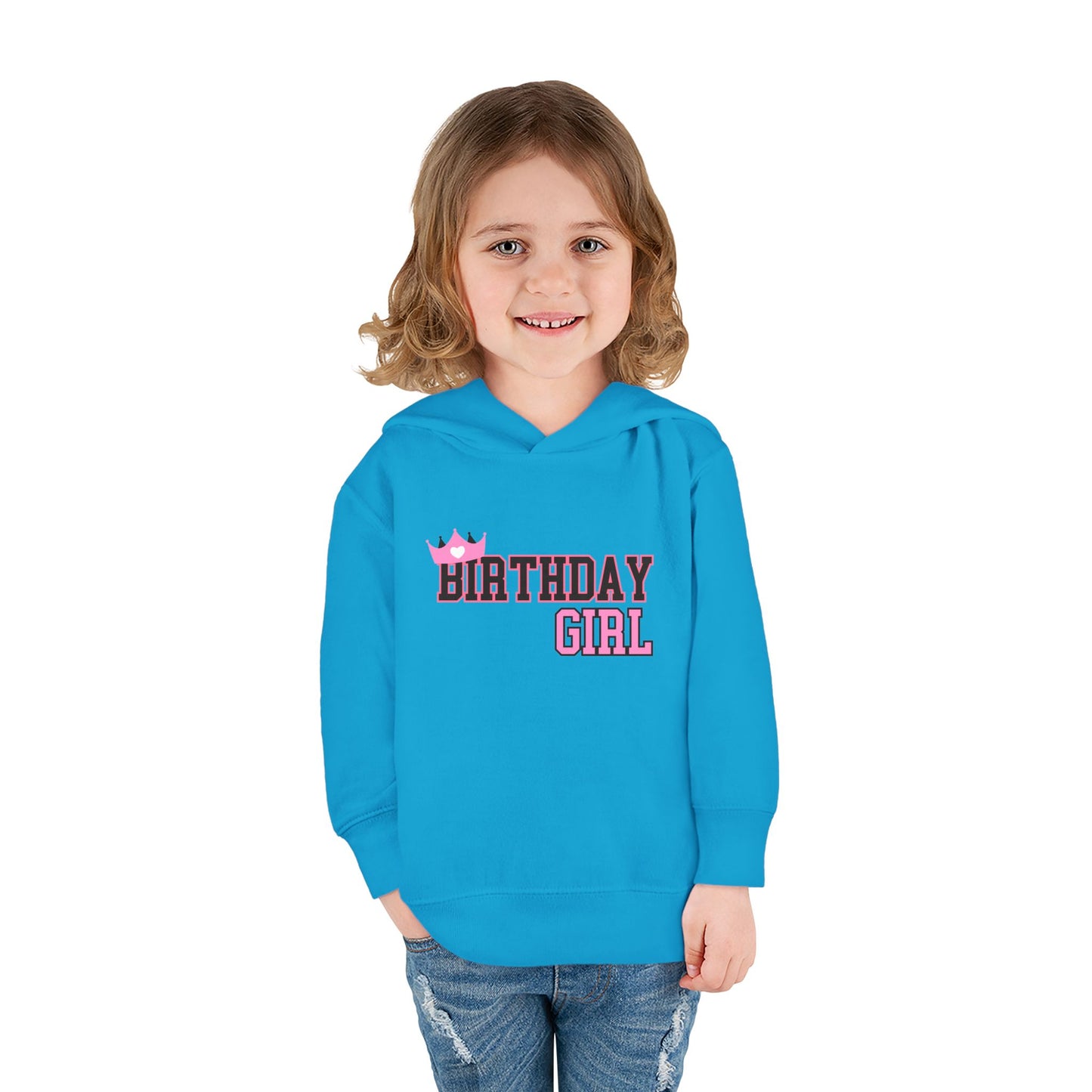 Toddler Birthday Girl Fleece Hoodie - Cute Crown Design