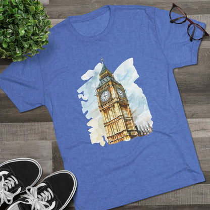 Iconic Big Ben Clock Tower Soft  Unisex Tri-Blend Crew Tee