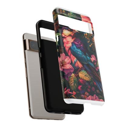Tough Cases: Vibrant Tropical Bird Phone Case, Floral Smartphone Cover, Nature Lover Gift, Boho Phone Accessory, Cute Bird Case